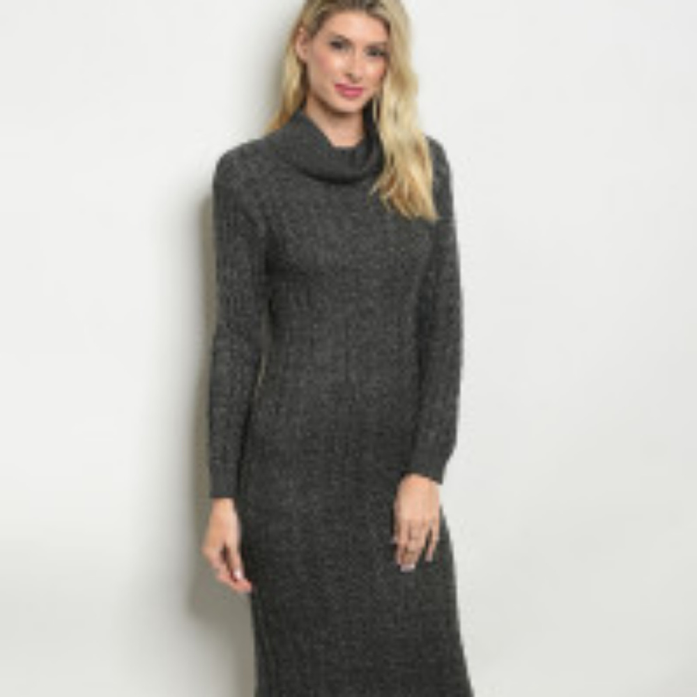 CHARCOAL SWEATER DRESS